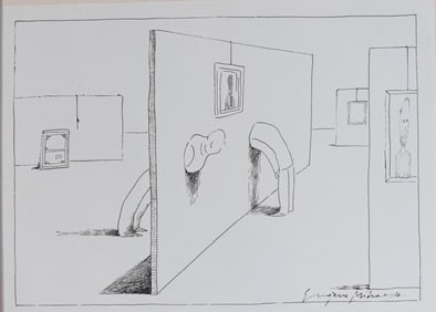 Eugene Mihaesco Pen & Ink Drawing Museum