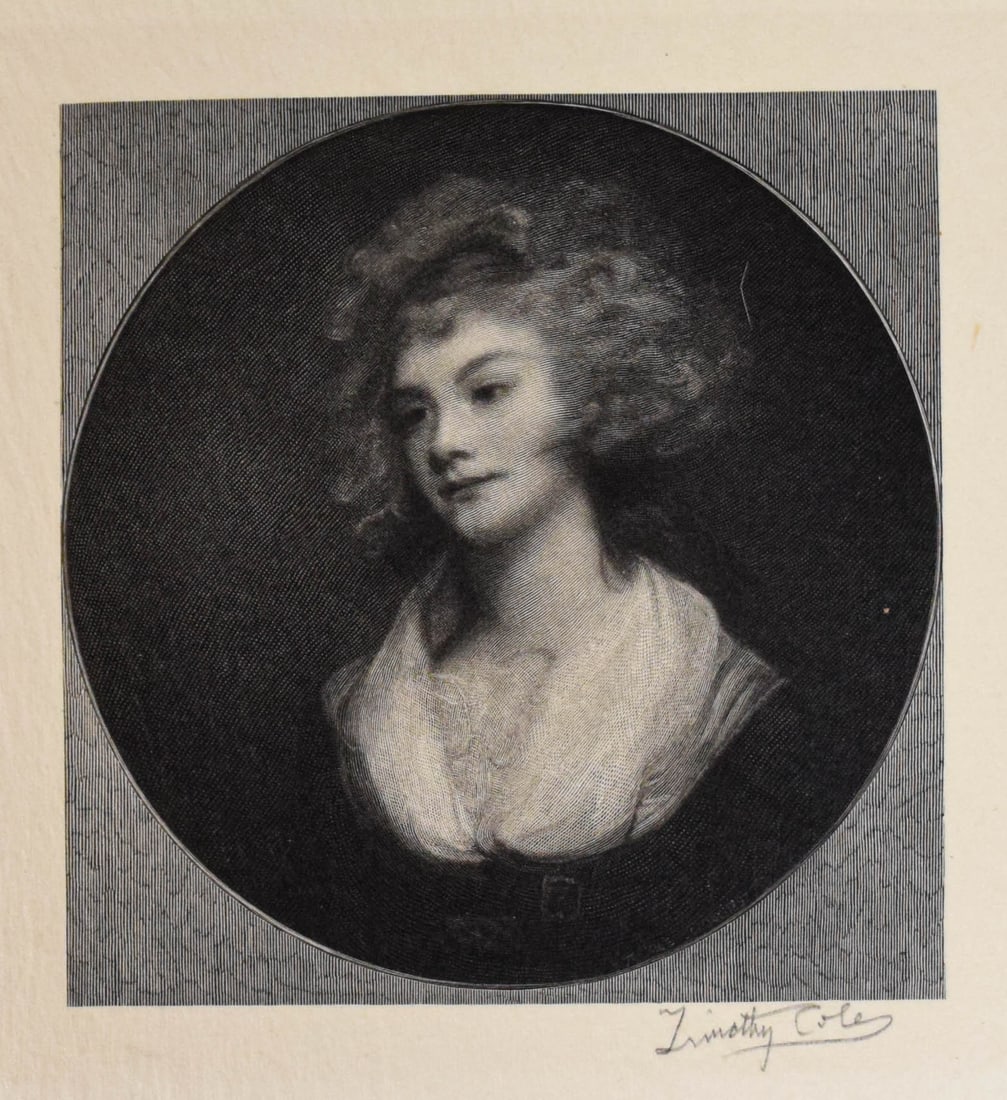 Timothy Cole Wood Engraving Parson's Daughter: Timothy Cole (American, 1852-1931), after George Romney (British, 1734-1802), printed by J.C. Bauer (American, 19th century). Wood engraving on Japan paper, The Parson's Daughter, after the painting b