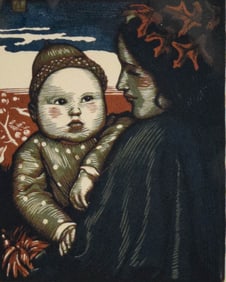 Allen Lewis Woodcut Mother & Child