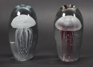 Pair Jellyfish Paperweights