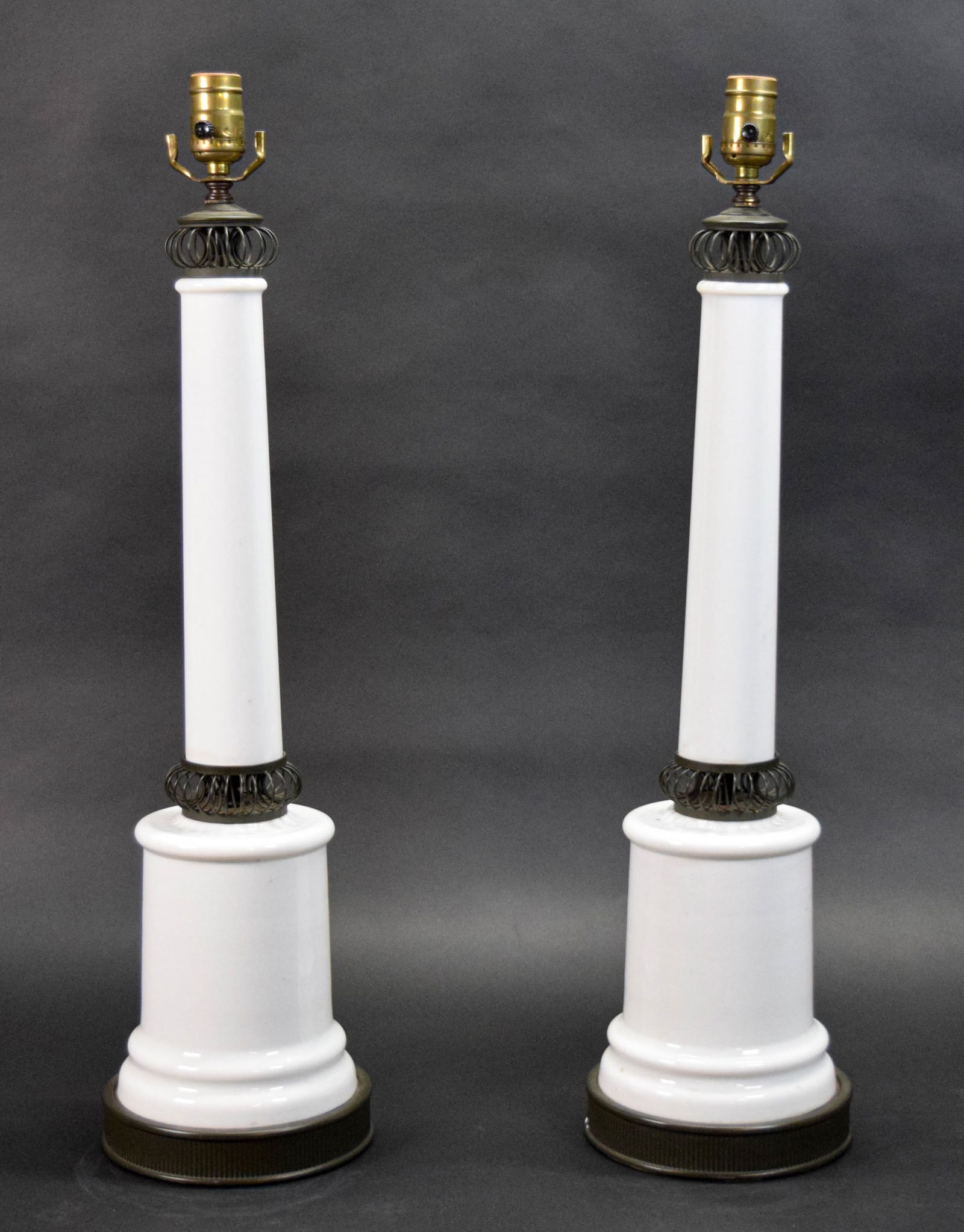 Pair Opaline Glass & Metal Table Lamps (1 of 16)