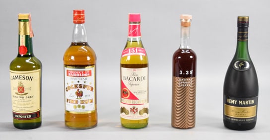5 Bottles Of Vintage Liquor Jameson Remy Martin