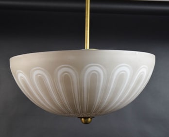 Art Deco Brass & Glass Pendant Light