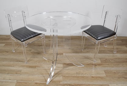 3 Piece Modern Acrylic Dining Set Table & 2 Chairs