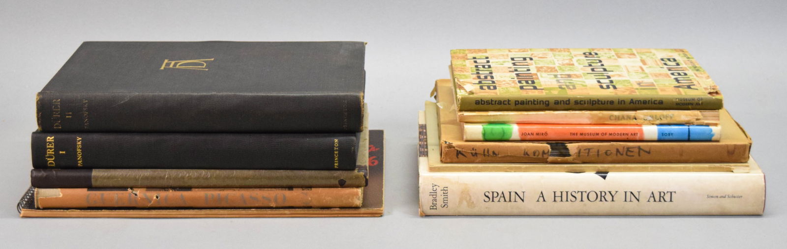 11 Art Books Picasso, Miro, Kuhn: Group of 11 art books. Andrew Carnduff Ritchie, Abstract Painting and Sculpture in America, The Museum of Modern Art, 1951; Erwin Panofsky, Albrecht Durer, in 2 volumes, Princeton University Press,