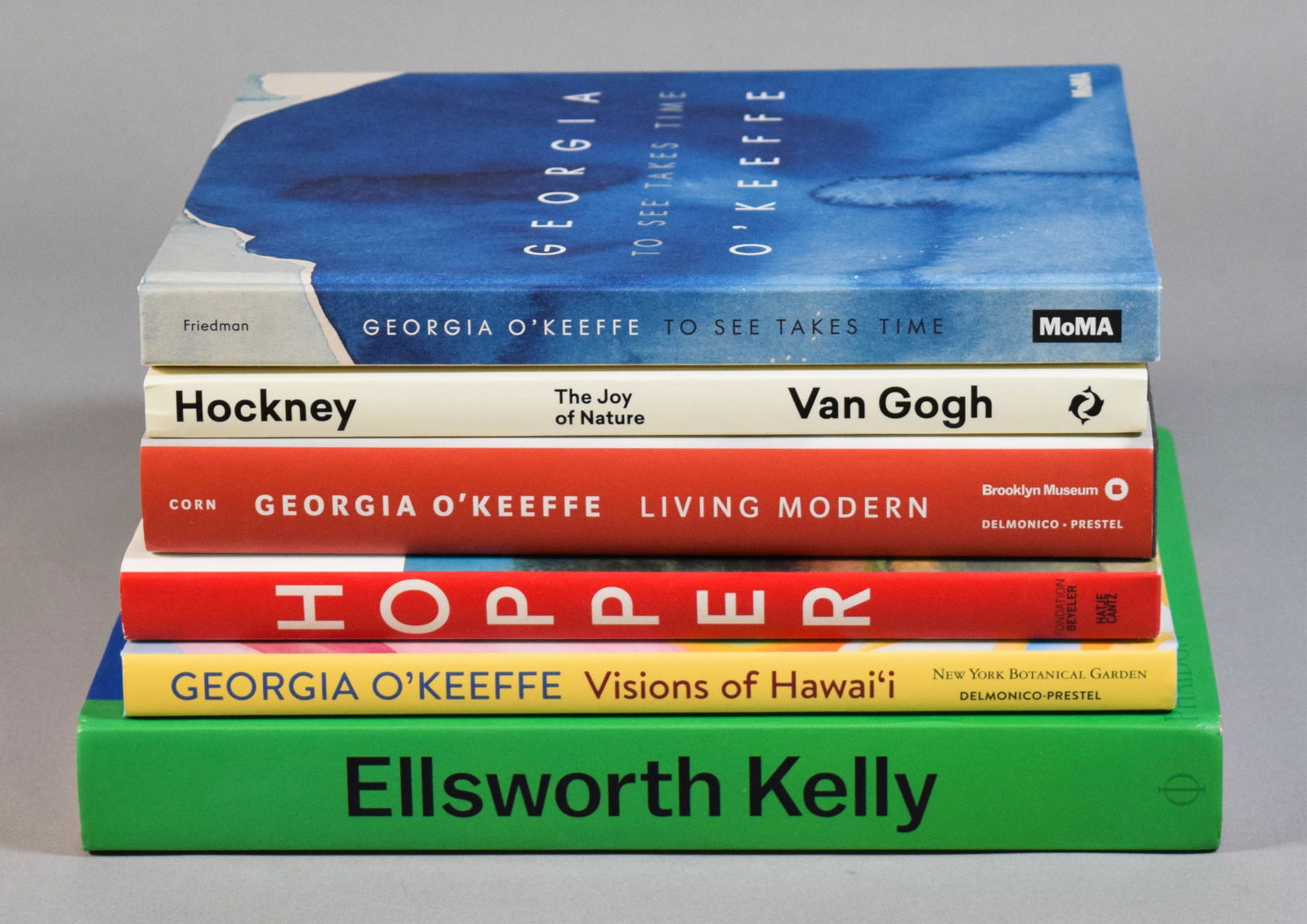 6 Art Books Hockney, O'Keeffe, Kelly, Hopper: 6 art books. Edward Hopper: A Fresh Look at Landscape, 2020; Ellsworth Kelly, 2018; Georgia O'Keeffe: Visions of Hawai'i, 2018; Georgia O'Keeffe: Living Modern, 2017; Georgia O'Keeffe: To See Takes