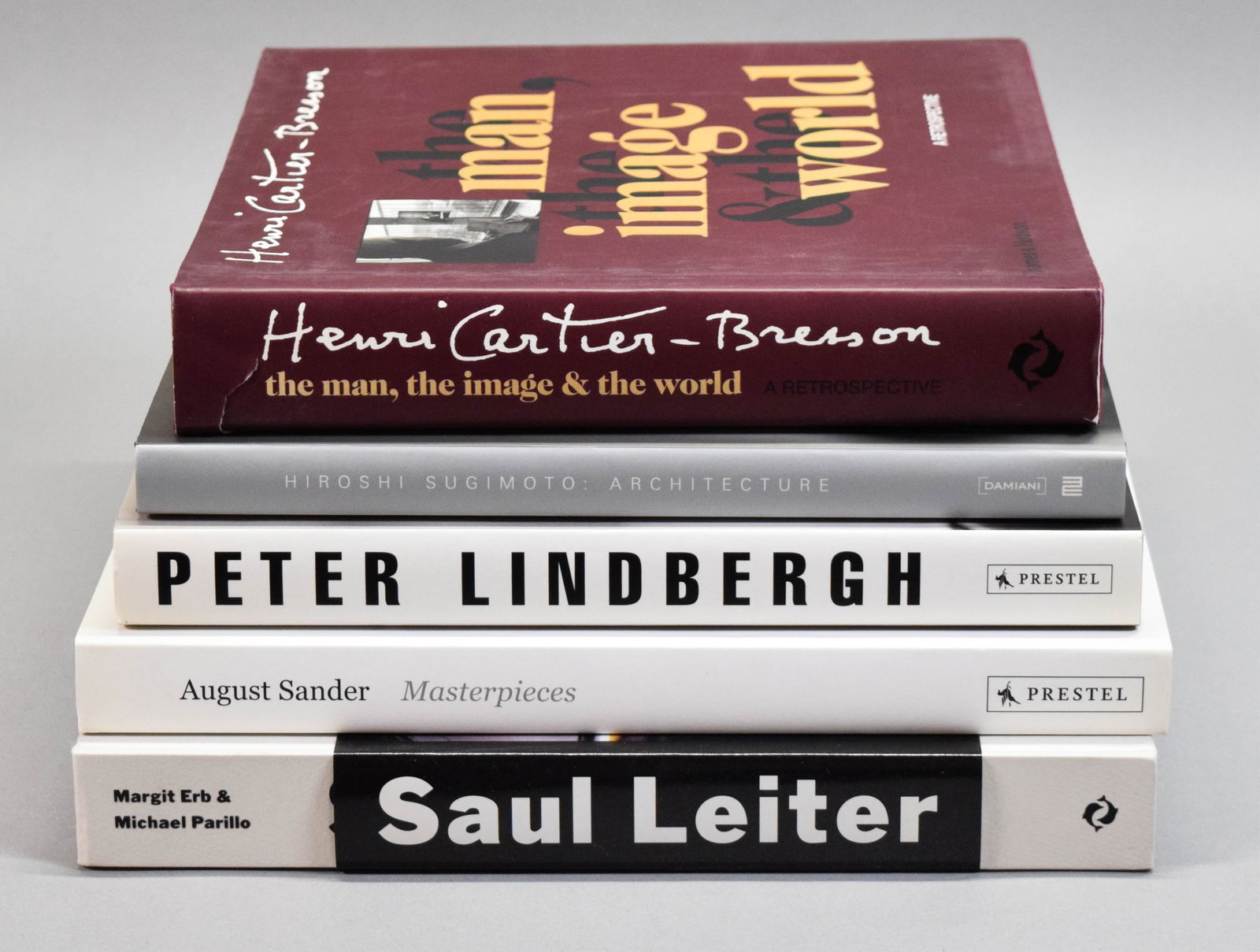 5 Photography Books Cartier-Bresson, Sugimoto: 5 photography books. Peter Lindbergh: Images of Woman, 2020; August Sander: Masterpieces, 2019; Saul Leiter: The Centennial Retrospective, 2023; Henri Cartier-Bresson: The Man, The Image, & The