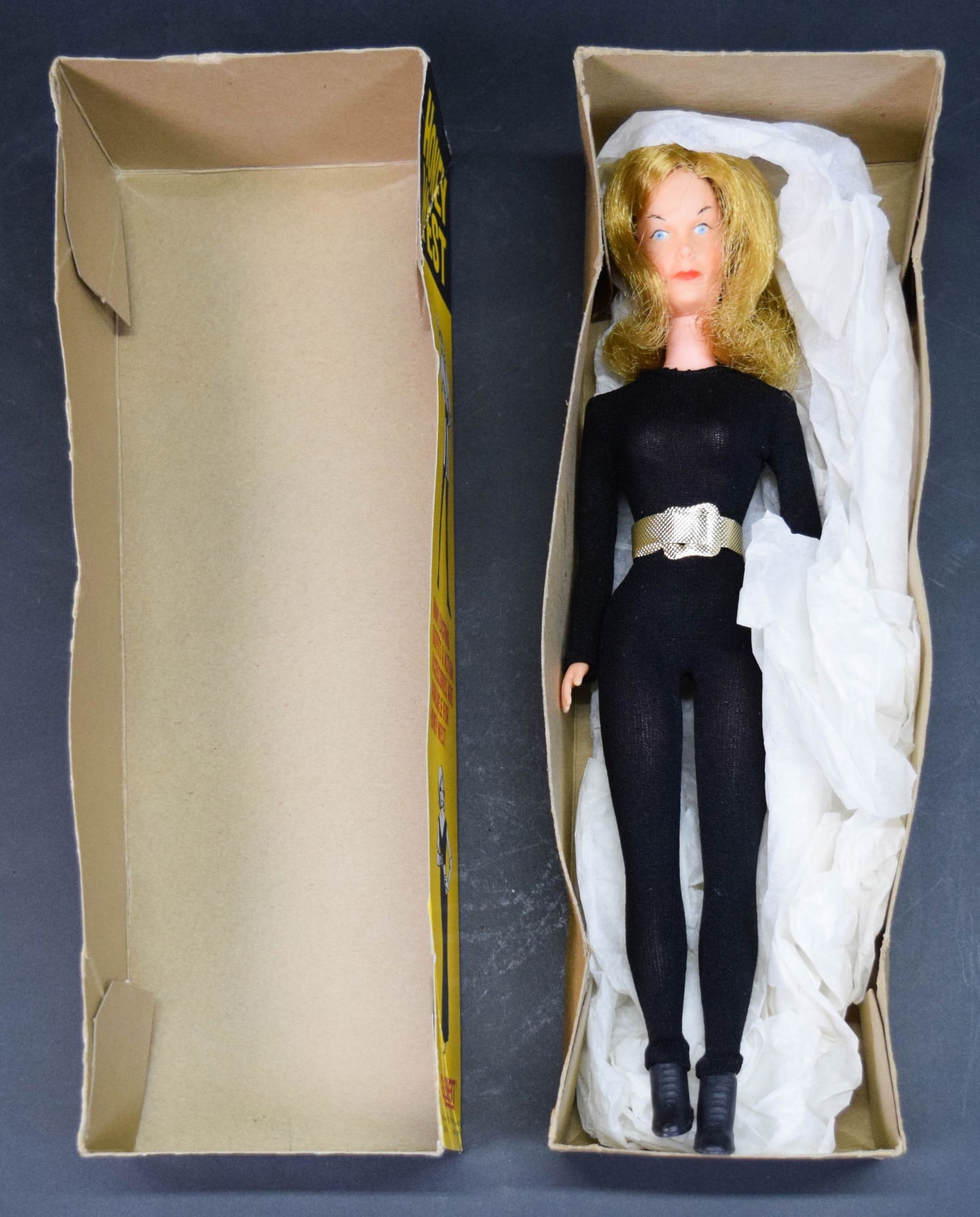 Honey West TV Private Eye Doll Gilbert: Honey West, TV Private Eye doll, Gilbert, with original box. Doll 11 1/2"H. Box with tears, wear, losses.