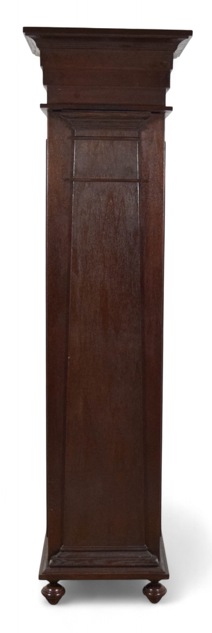 Chimney Cupboard: Chimney cupboard. Single door opens to 3 coat hooks on the inside. Top right back corner damage. Small dents to front. 73 3/4" T x 20 3/4" W x 19 3/4" D.