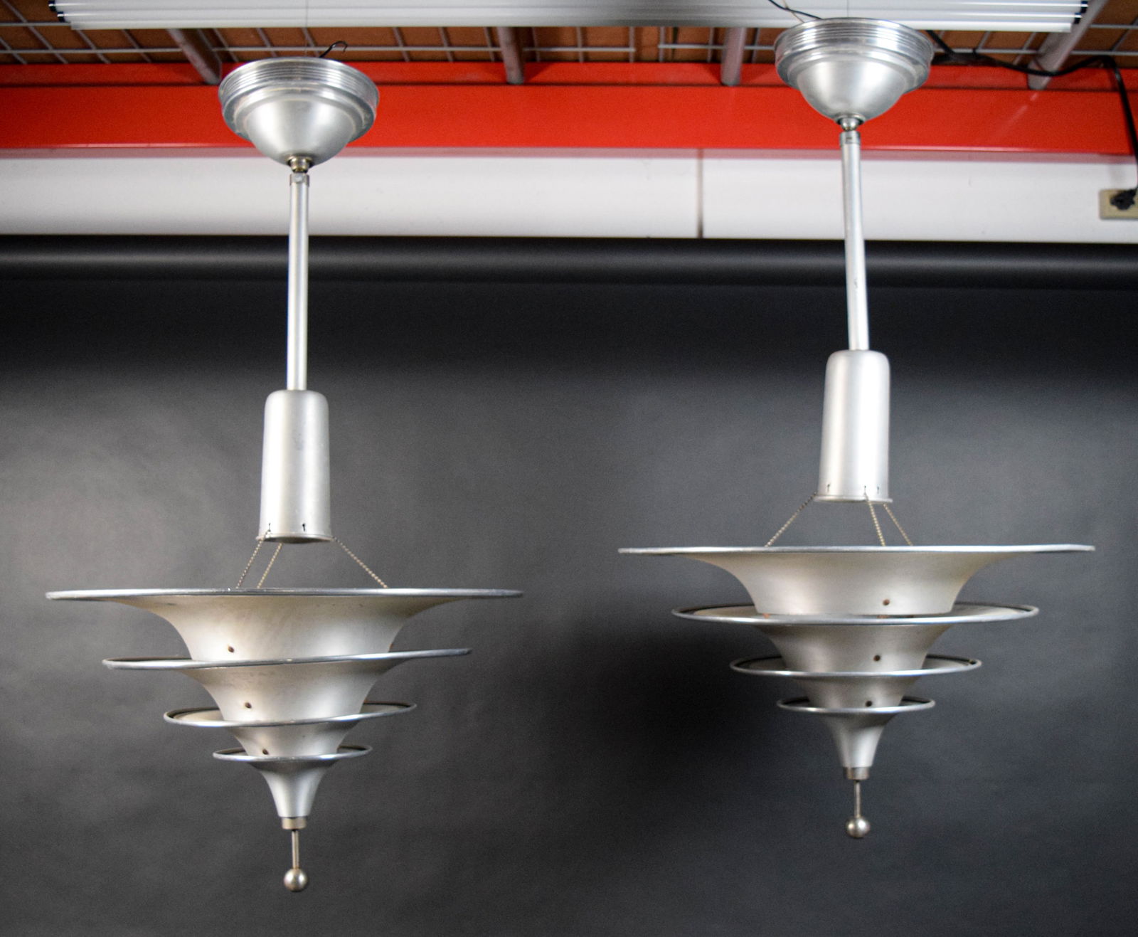 Pair of Leroy Doane Style Pagoda Pendant Lamps (1 of 19)