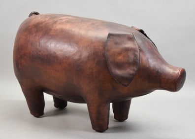 Abercrombie & Fitch Style Leather Pig Footstool
