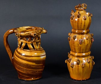 2 Pieces Slipware PuzzleJug, Money Box
