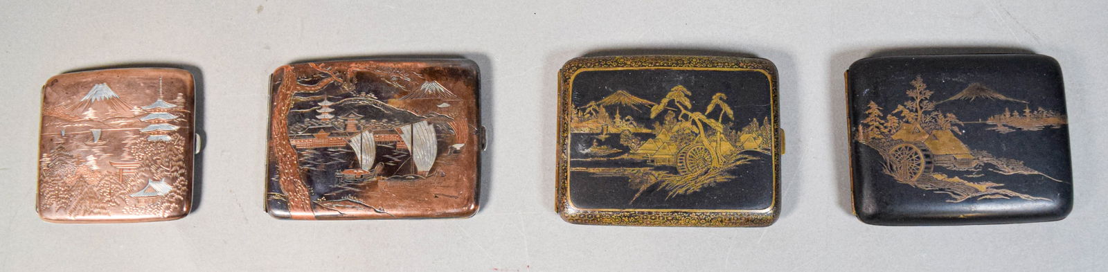 4 Japanese Cigarette Cases 2 Silver (1 of 13)