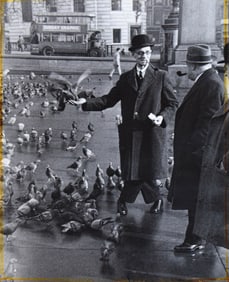 Ferenc Berko Silver Gelatin Print Feeding Pigeons