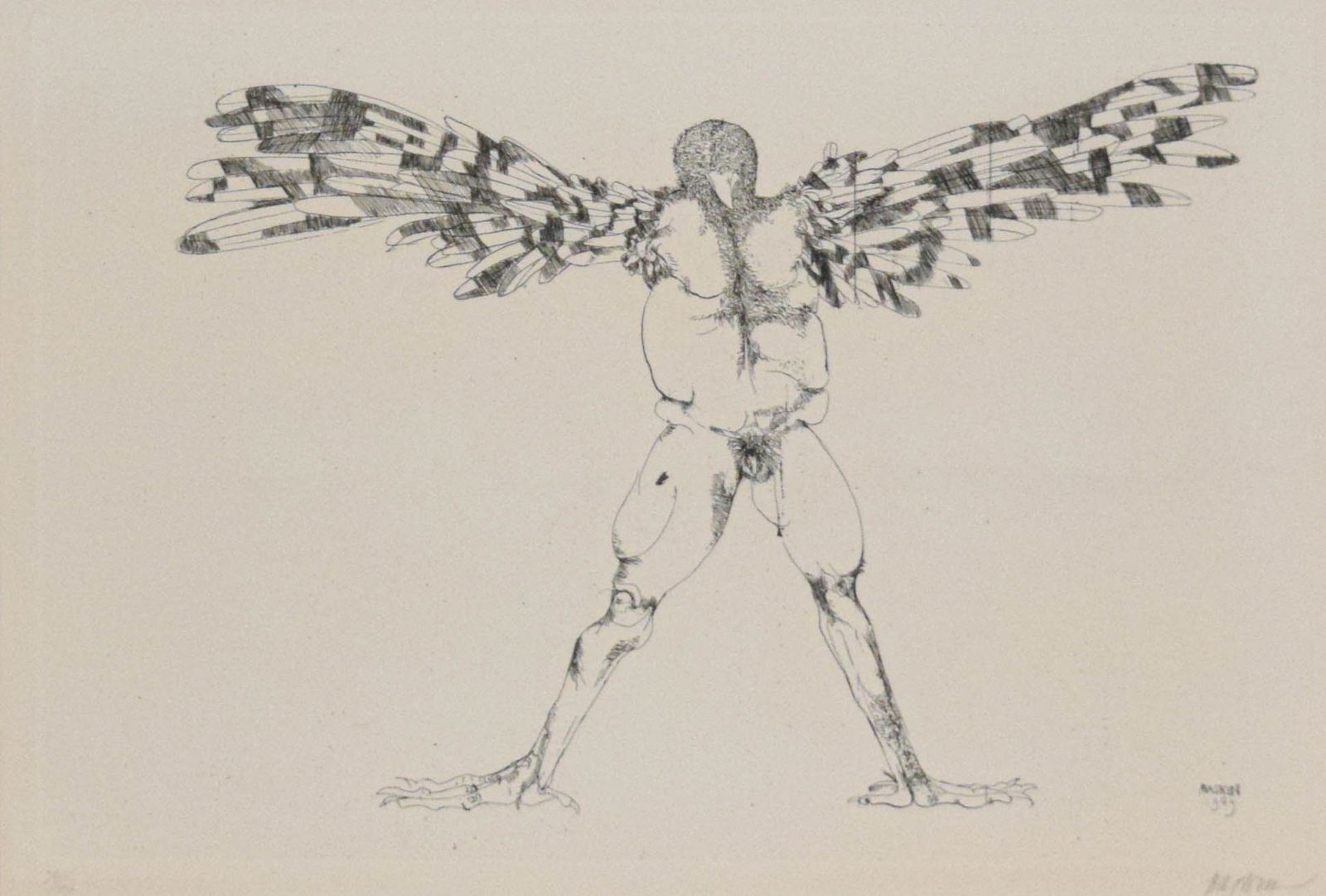 Leonard Baskin Etching Birdman With Spread Wings (1 of 10)