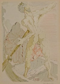 After Salvador Dali Woodcut Charon