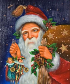 Christopher Radko Oil on Canvas Old St. Nick