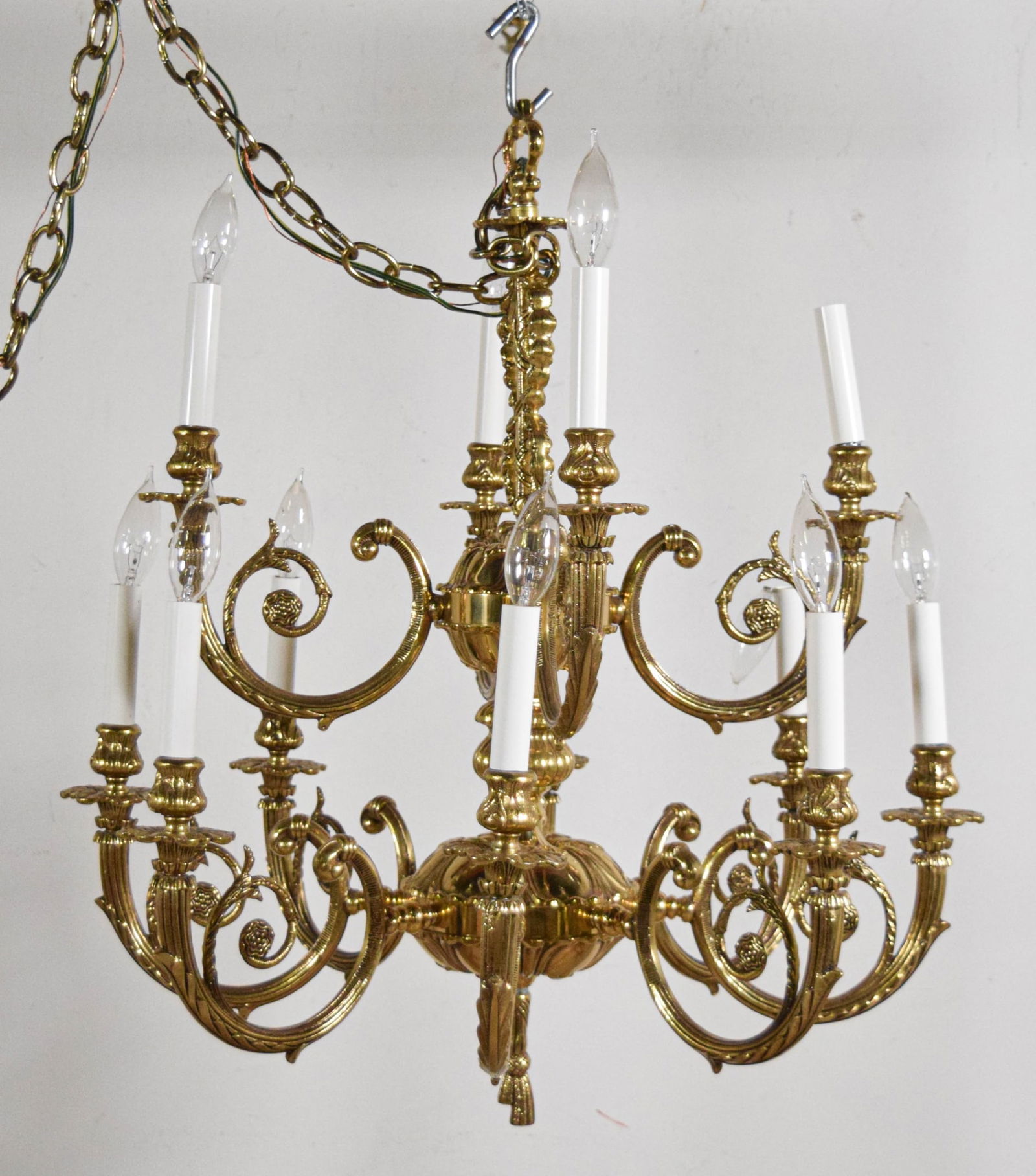 12 Light Brass Chandelier (1 of 11)