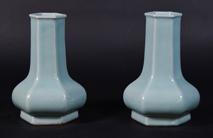 Pair of Celadon Porcelain Vases
