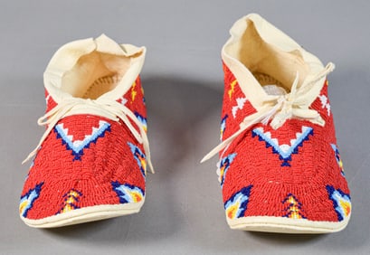 Pair of Beaded Cheyenne Moccasins