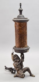 Figural Spelter Lamp With Mica Shade