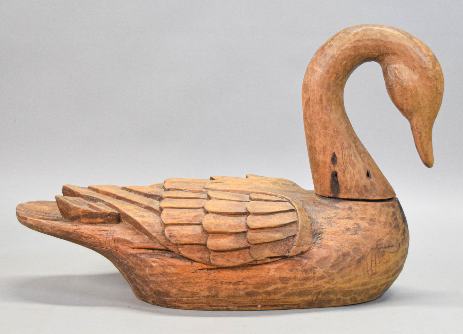 Carved Wooden Swan Decoy Signed MG (1 of 14)