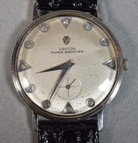 Croton Nivada Grenchen 18k Gold Wrist Watch