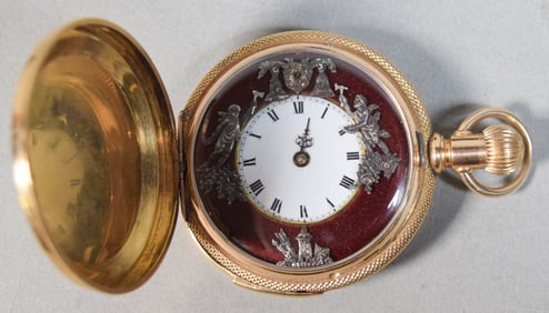 14k Gold Repeater Erotic Pocket Watch