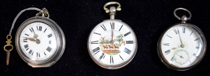 3 English Sterling Pocket Watches