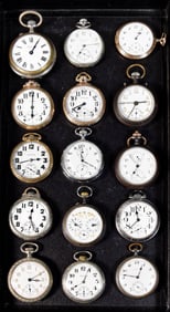 15 Pocket Watches Longines, Hamilton, Illinois