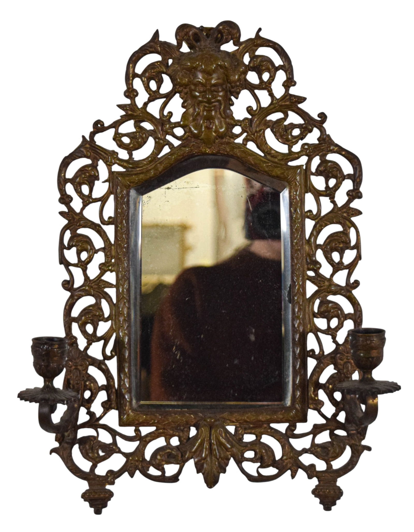 Brass Bacchus Mirrored Wall Sconce (1 of 9)