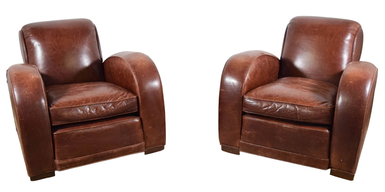 Pair of French Art Deco Leather Club Chairs (1 of 16)