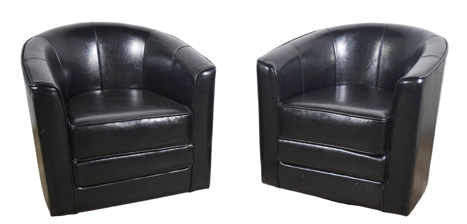 Pair of Leather Swivel Lounge Chairs (1 of 13)