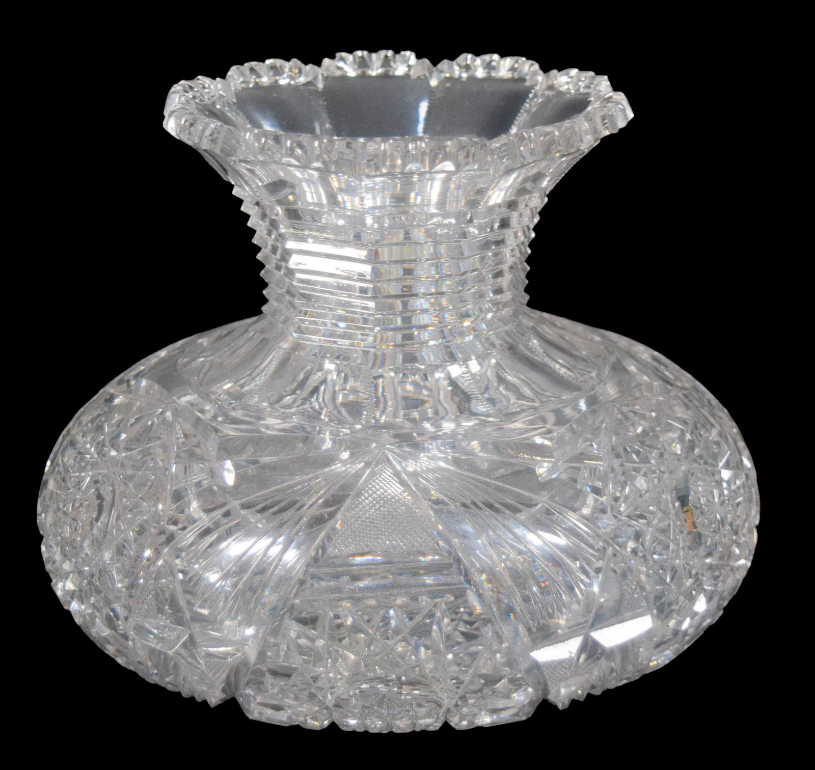 American Brilliant Cut Glass Flower Center Vase (1 of 13)