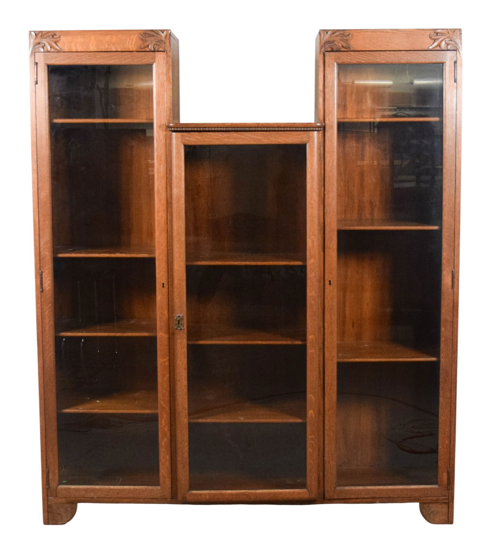 Oak Triple Door Bookcase / Cabinet (1 of 17)