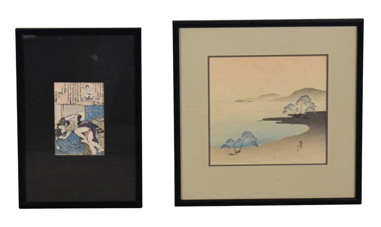 2 Japanese Prints, Erotic Scene & Landscape (1 of 15)