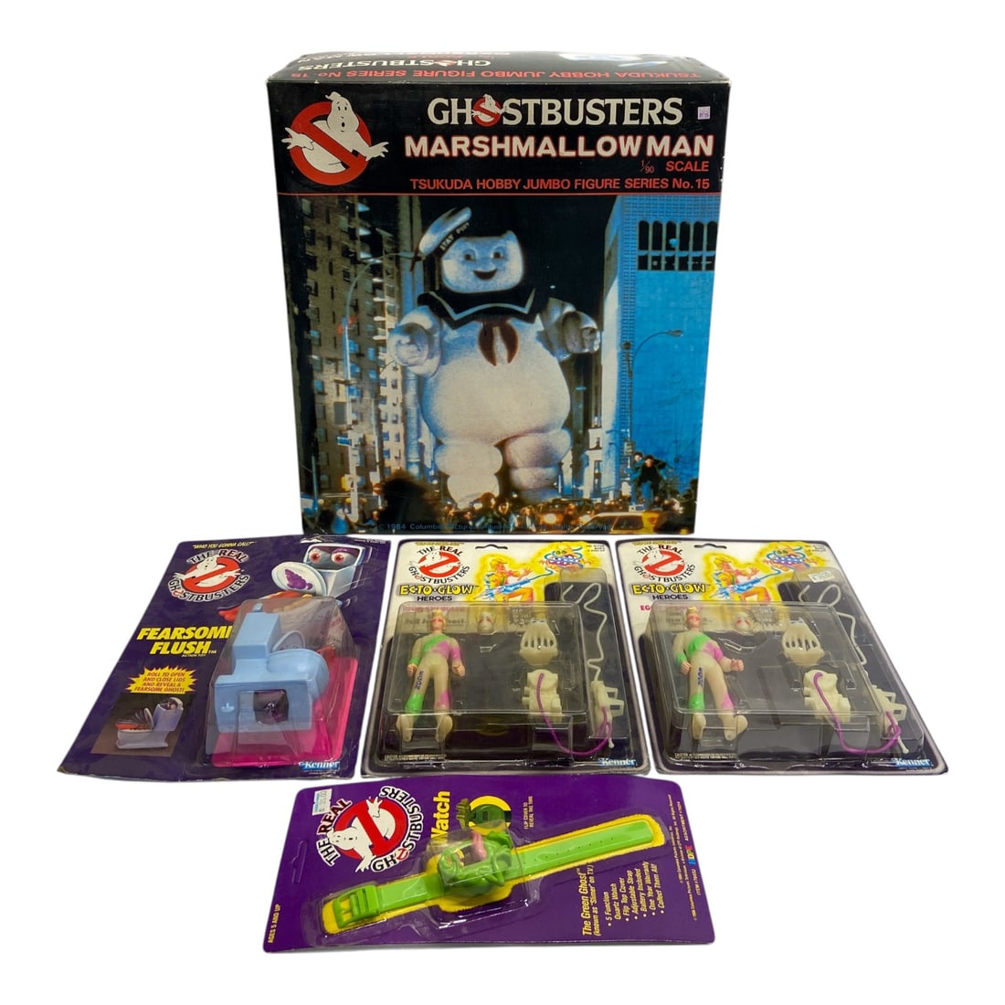 Group of Ghostbusters Memorabilia Incl Stay Puft Model Kit & Slimer Watch (1 of 11)