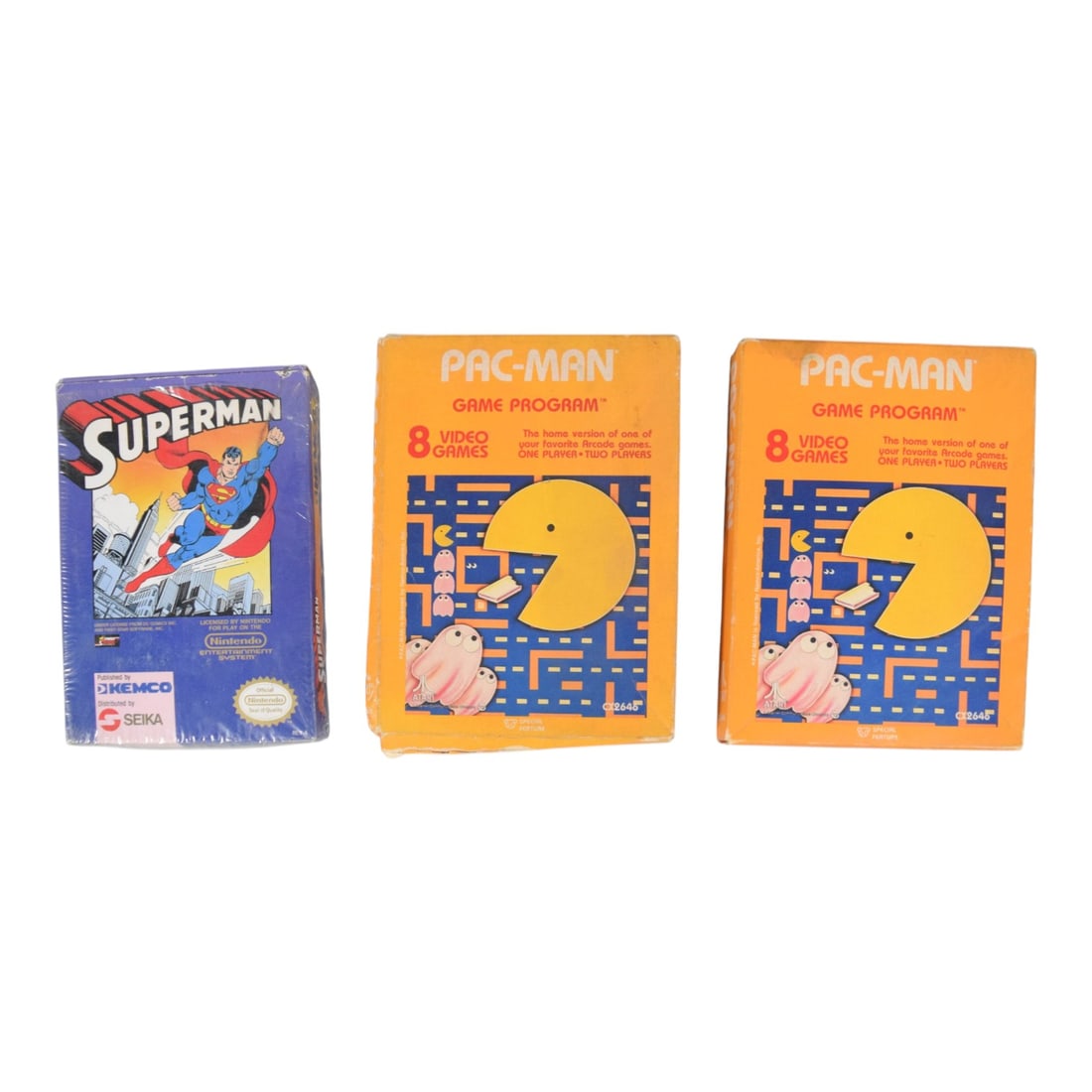 3 Vintage Atari & Nintendo Video Game Boxes Superman & Pac-Man (1 of 5)