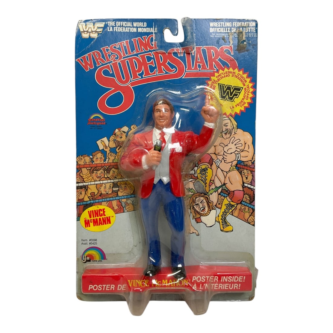 LJN Toys Ltd. WWF Wrestling Superstars Vince McMahon Action Figure in Original Canadian Bilingual (1 of 4)