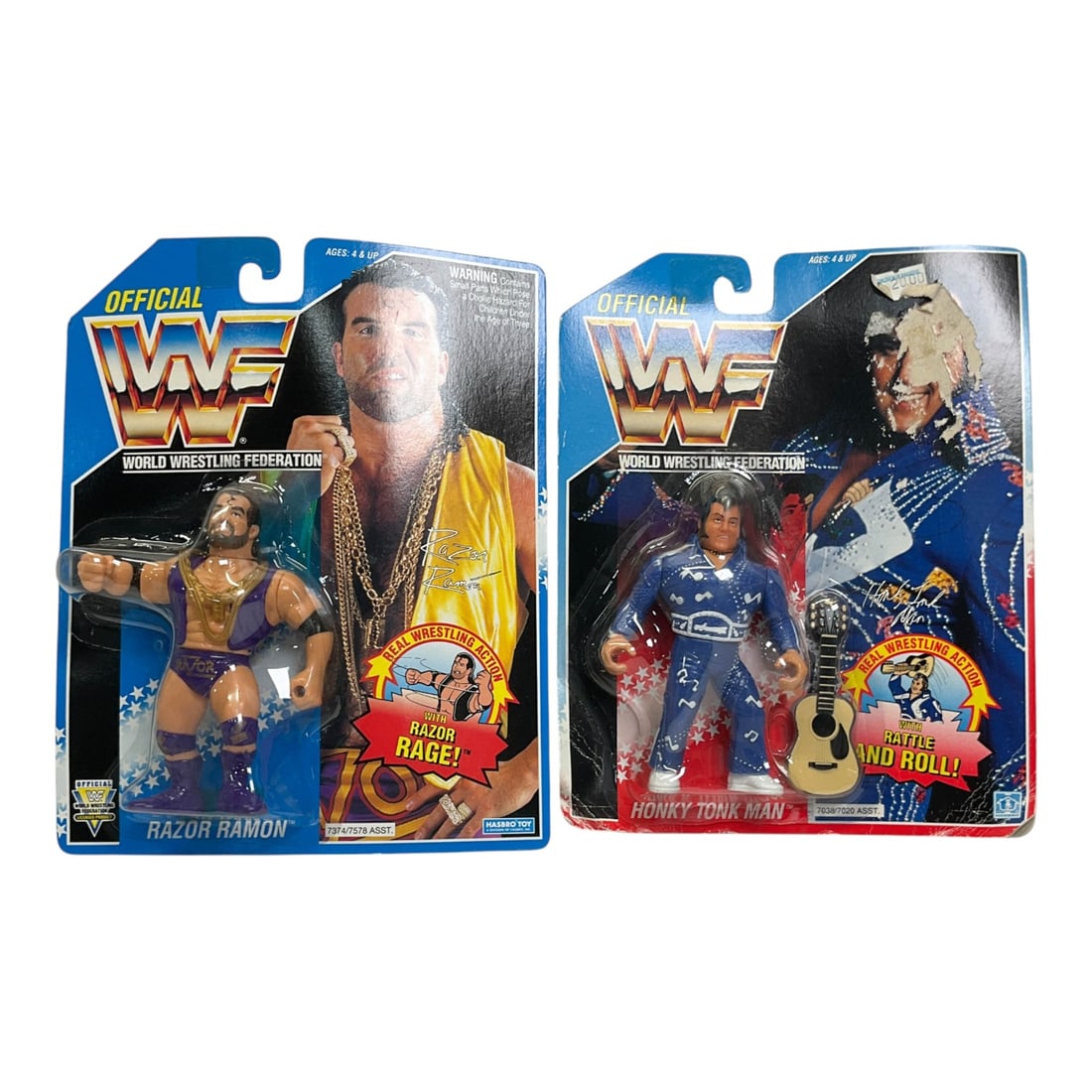2 - Hasbro WWF Action Figures Razor Ramon and Honky Tonk Man Original Packaging 1990-1994 (1 of 6)