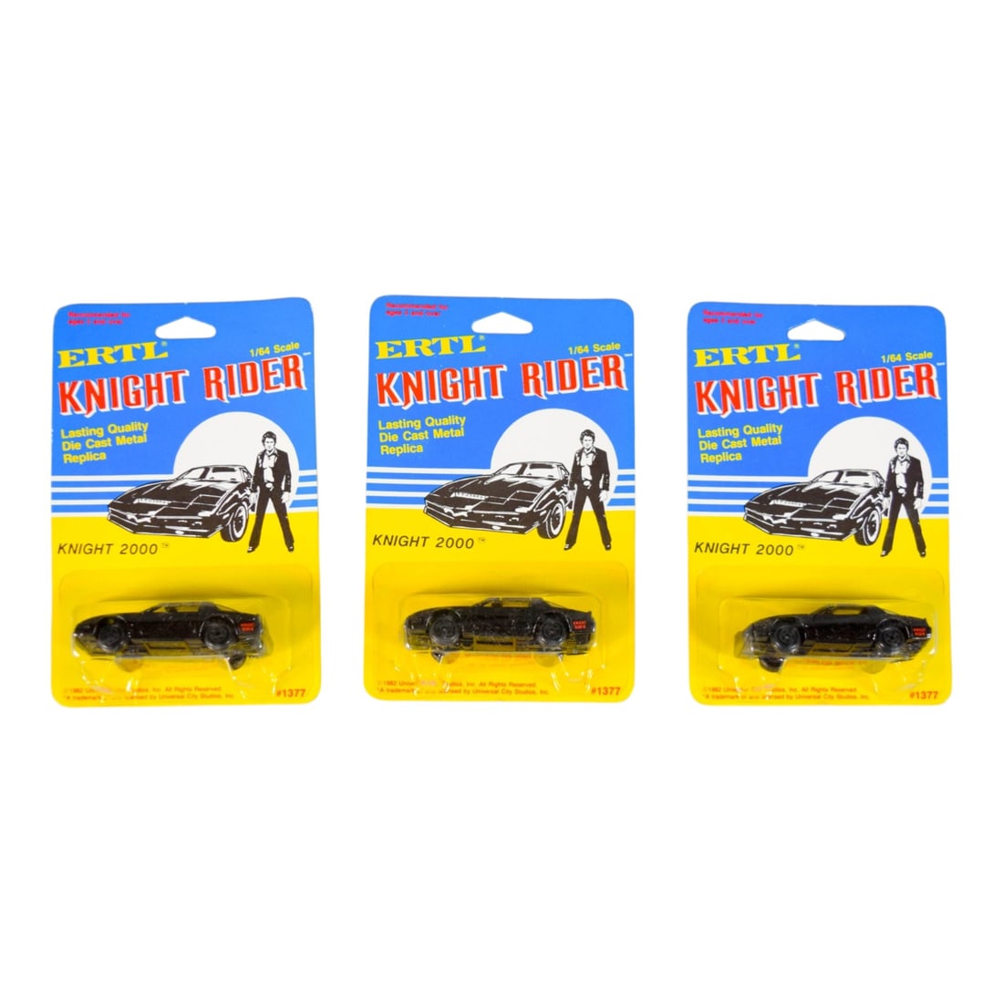 Three ERTL Knight Rider Knight 2000 1/64 Scale Die-Cast Metal Replica Cars, 1982 (1 of 3)