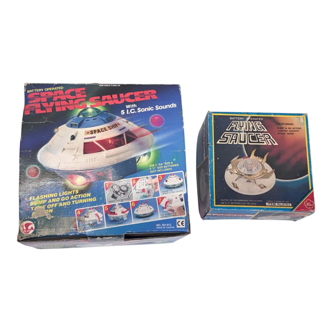 Horikawa and KL Battery-Operated Space Flying Saucer Toys with Original Boxes, circa 1980s (1 of 13)