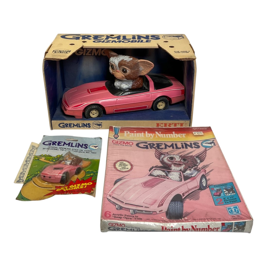Vintage ERTL Gremlins Gizmobile, Paint by Number, and Nelsonic Stick-On Clock (1 of 8)