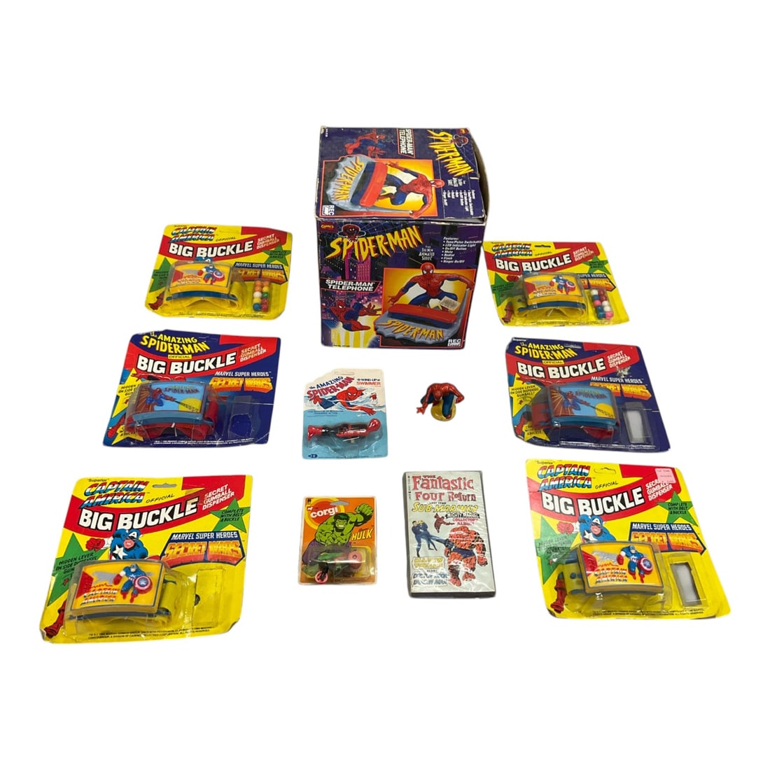 10 Marvel Comics Vintage Character Toy and Collectible Lot, Spider-Man and Captain America, (1 of 7)