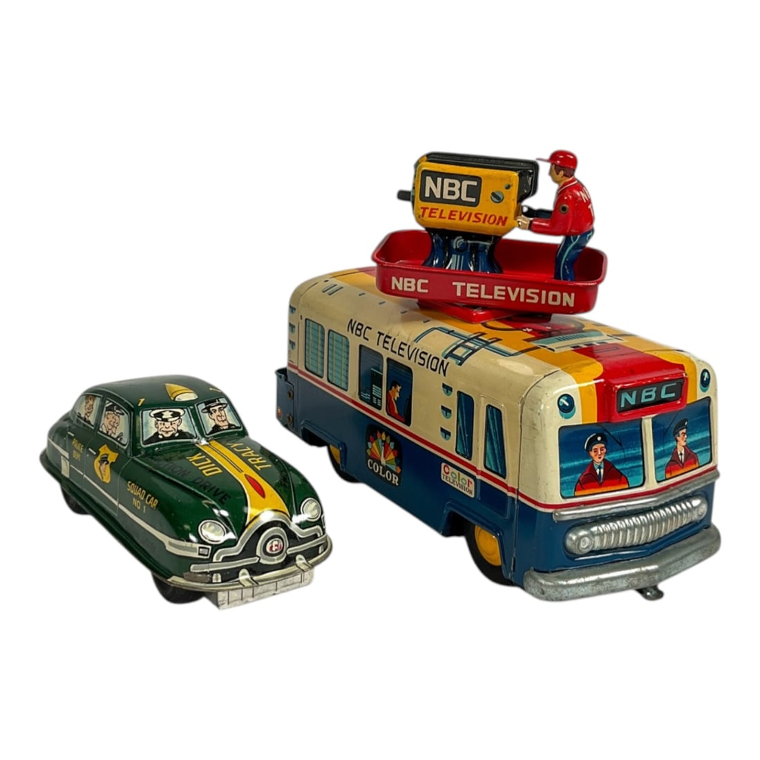 NBC Tin Litho TV Truck & Dick Tracy Tin Litho Car (1 of 8)