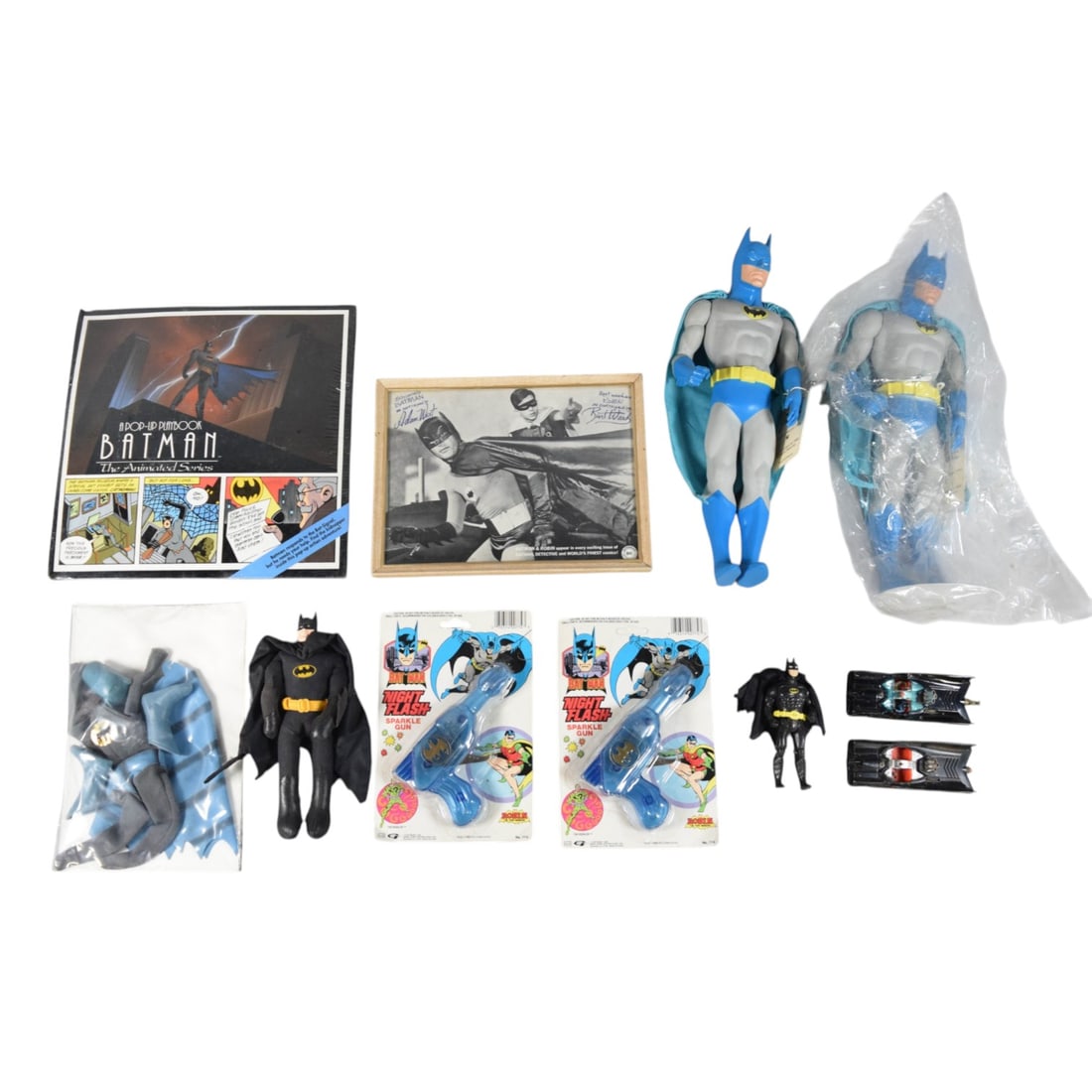 DC Comics, Multi-Era Batman Collection including Corgi Batmobiles and Sealed 1994 Pop-Up Book, (1 of 11)