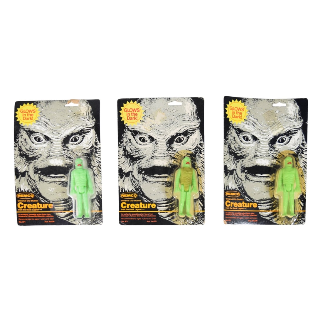 3 - Remco Universal's Famous Mini Monsters Creature from the Black Lagoon Glow-in-the-Dark Figures, (1 of 9)