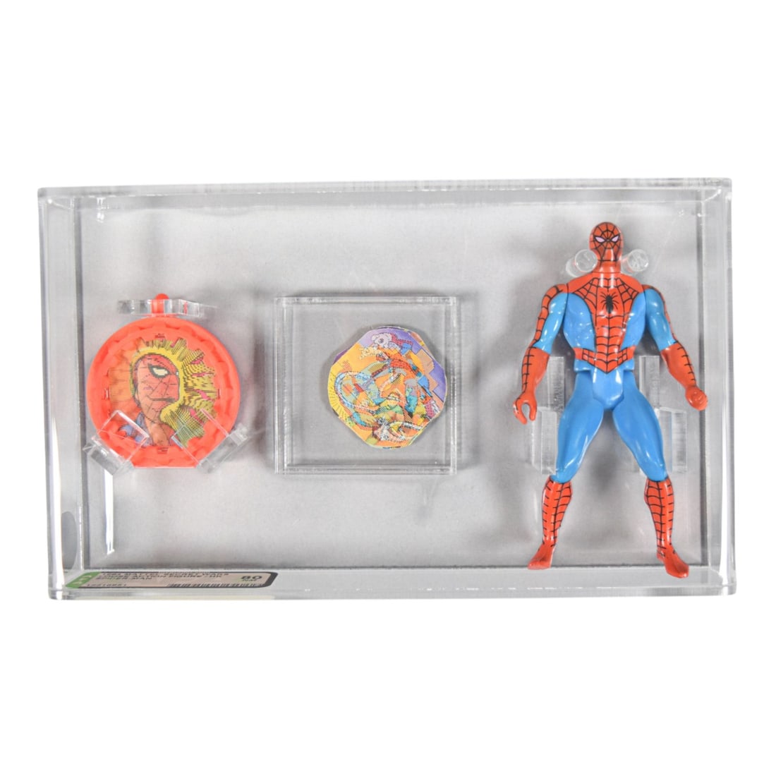 Mattel 1984 Marvel Super Heroes Spider-Man Loose Figure AFA 80: Mattel 1984 Marvel Super Heroes Secret Wars Spider-Man loose action figure set. Complete with all original accessories, including an orange lenticular character shield and the original character cards