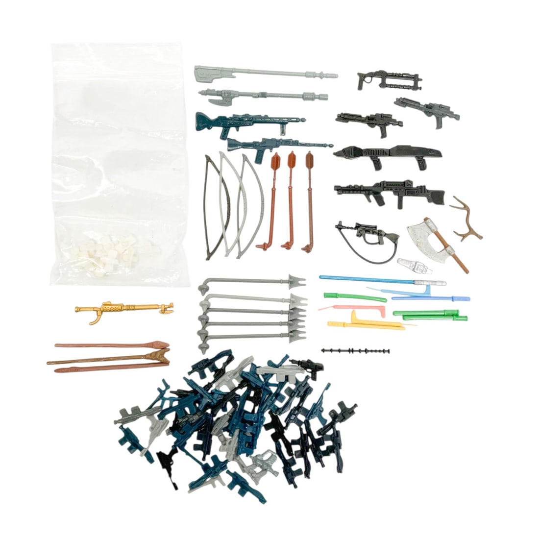 Kenner Star Wars Action Figure Accessory Collection, Assorted Weapons and Gear, c. 1977-1985: This extensive collection features a diverse array of vintage molded plastic accessories produced by Kenner for the original Star Wars action figure line between 1977 and 1985. The assortment includes