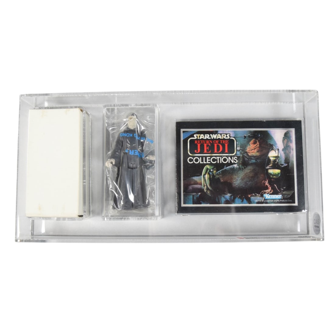 Kenner 1984 Star Wars The Emperor Mail-Away Promotional Set CAS 80: Kenner 1984 Star Wars mail-away promotional action figure set featuring The Emperor. The set includes the original white cardboard mailer box and a Star Wars Return of the Jedi Collections promotional